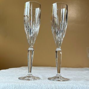 Pair of Heavy Cut Crystal Wine Flyers